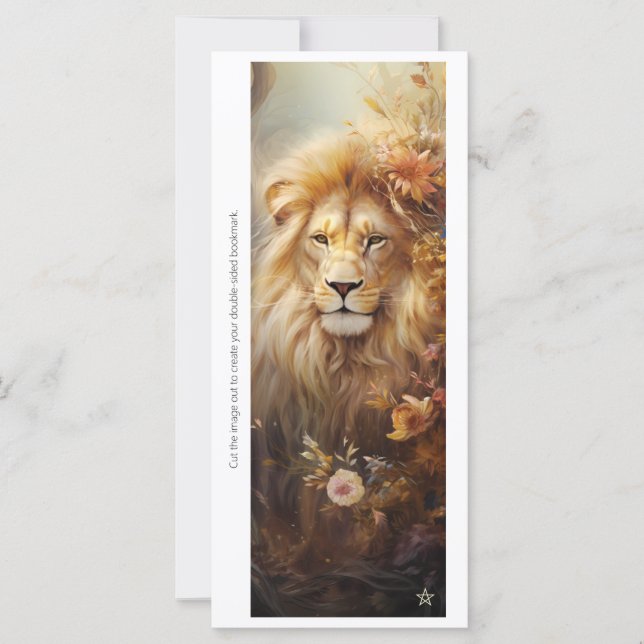 Create Your Own Romantic Floral Lion Bookmark Card (Devant)