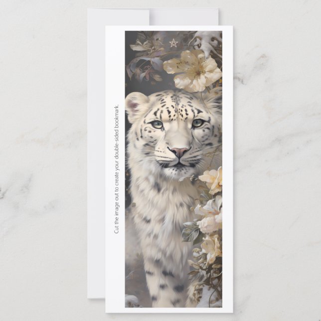Create Your Own White Cheetah Roses Bookmark Card (Devant)