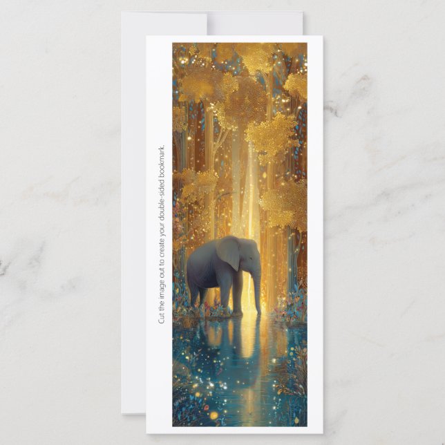 Create Your Own Wild Golden Elephant Bookmark Card (Devant)