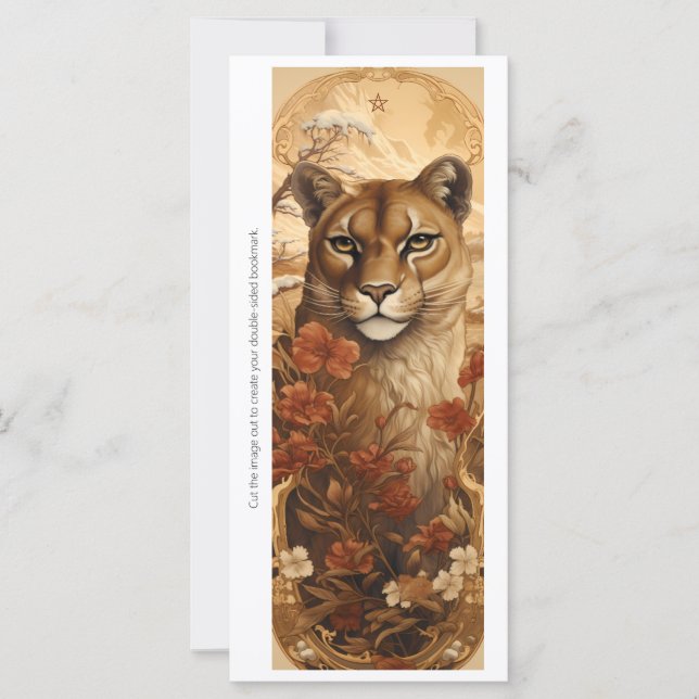 Create Your Own Wild Puma Floral Bookmark Card (Devant)