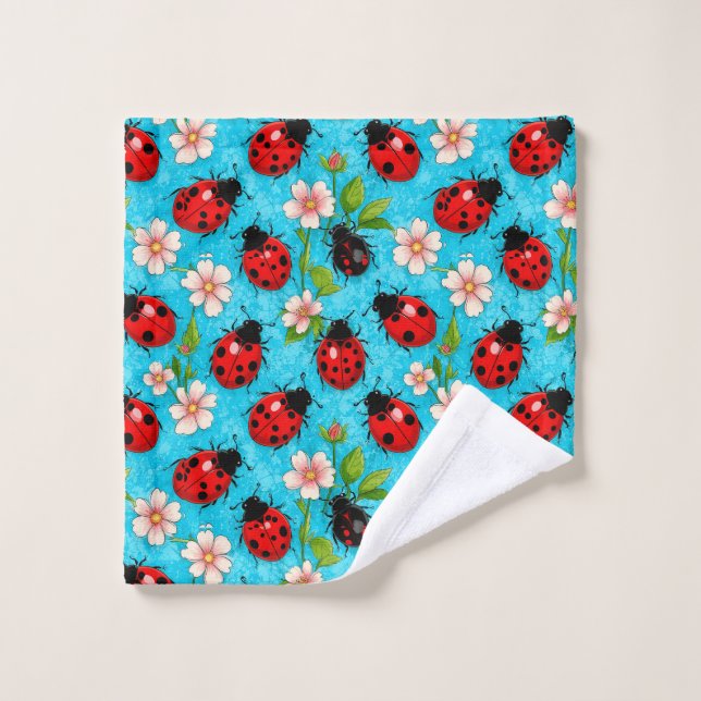 Création de jardin printanier de coccinelle fantai (Gant de toilette)