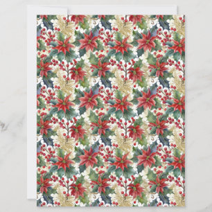 Création de Noël à l'aquarelle poinsettia et houx