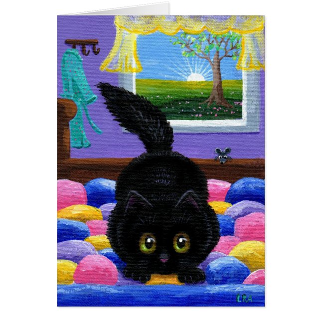 Créations amusantes de lits de souris de chat noir (Devant)