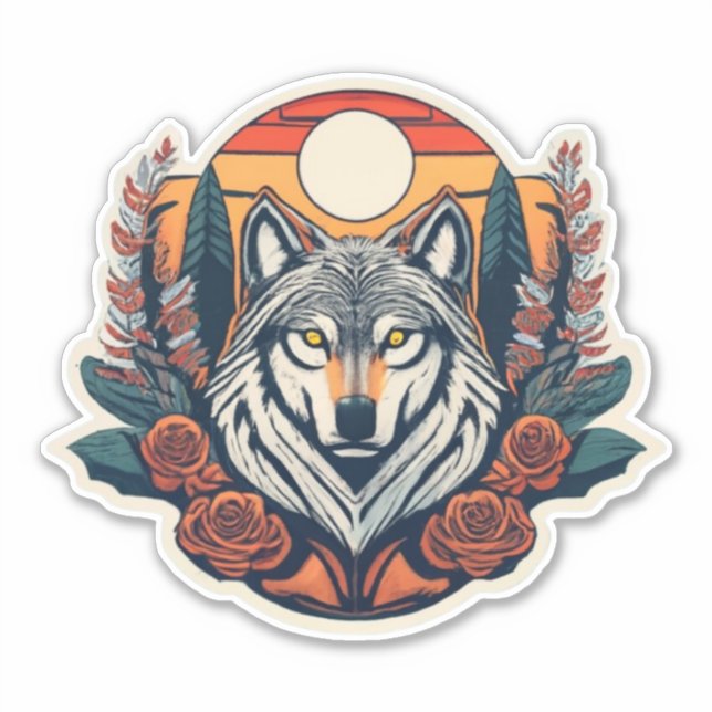 Créations inspirées par le Loup magique Sticker (Devant)