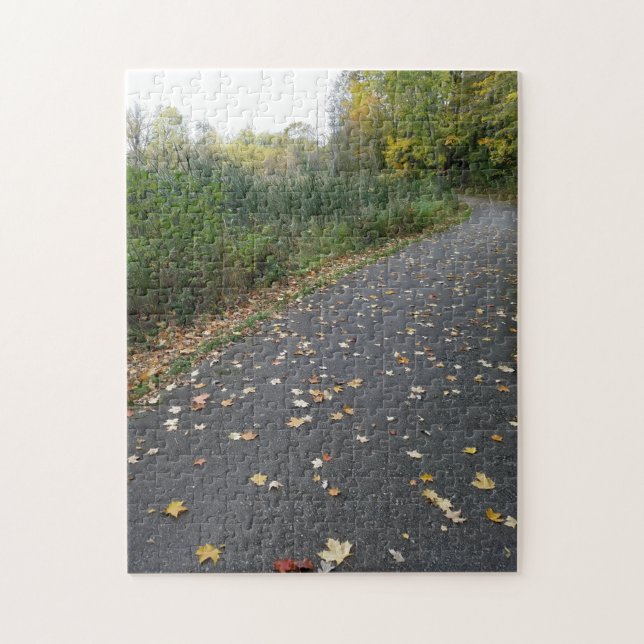 Creative fall trail woods photo jigsaw puzzle (Vertical)