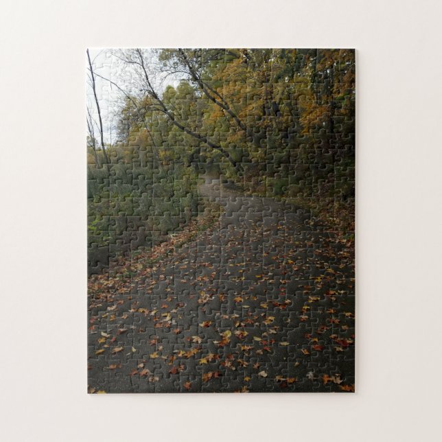 Creative fall trail woods photo jigsaw puzzle (Vertical)