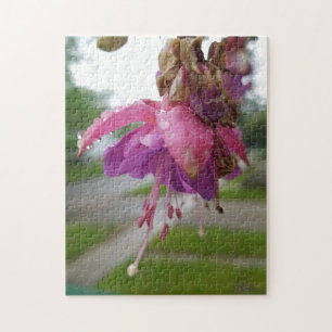 Creative pink fuchsia flower photo jigsaw puzzle