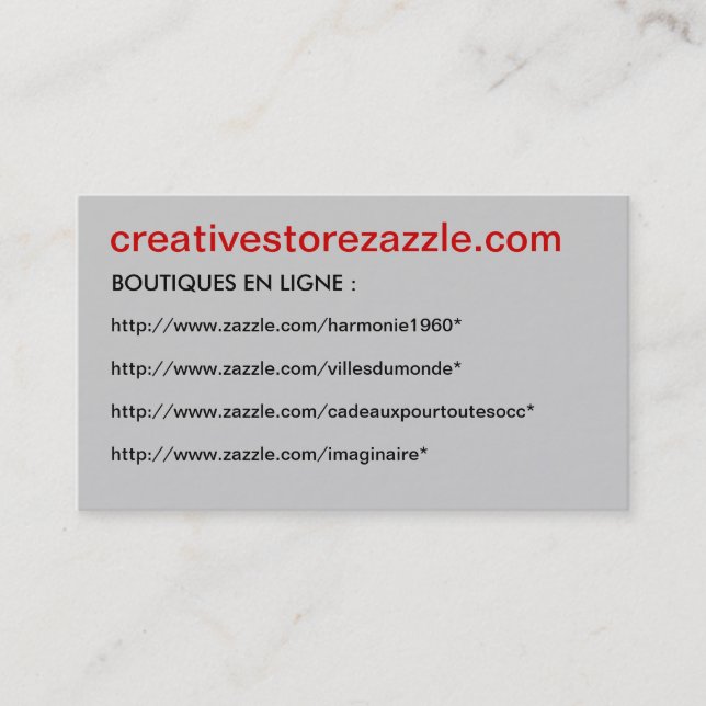 Creativestorezazzle de carte de visite - (Devant)