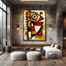 Créature Cubiste Primitive Art Mural Abstrait Auda