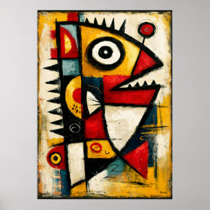 Créature Cubiste Primitive Art Mural Abstrait Auda