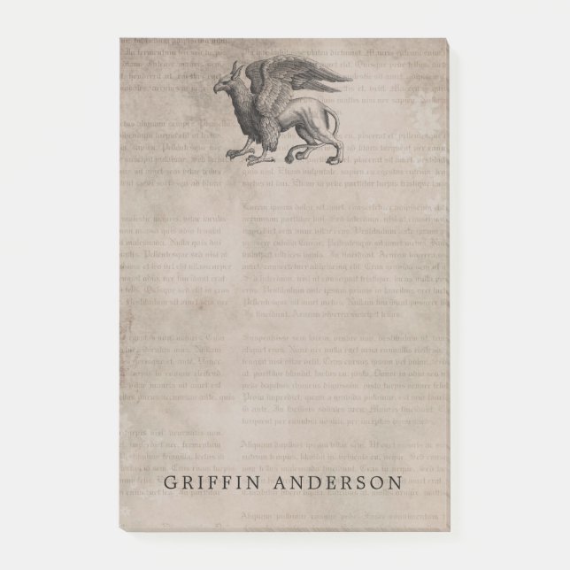Créature Griffin Vintage avec nom Post-it Notes (Devant)