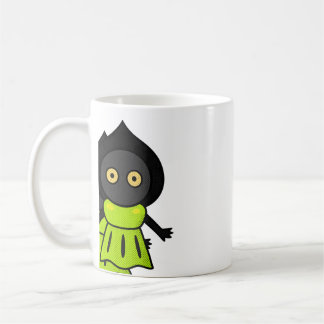 Créature noire mignonne en robe verte Mug à café