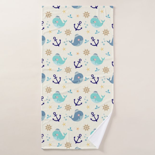 Créatures de mer Pastel - Design de serviettes de  (Serviette de bain)