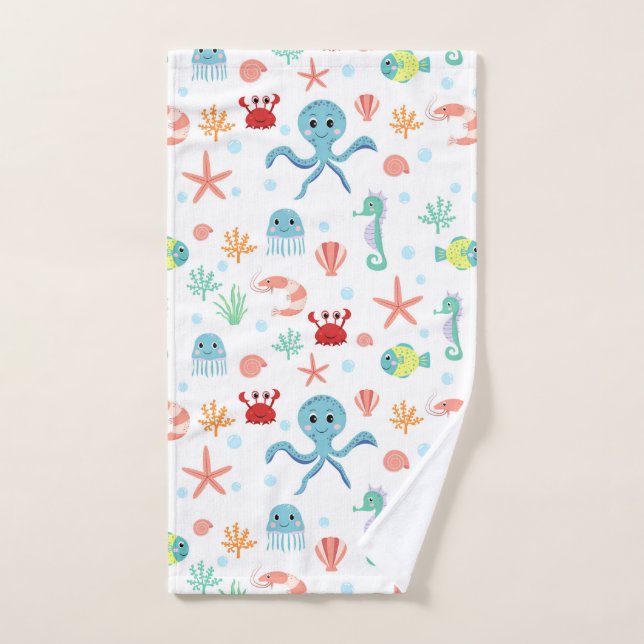 Créatures de mer sous-marines fantaisistes (Serviette à main)
