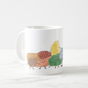 Créatures mignonnes et duveteuses sur un mug