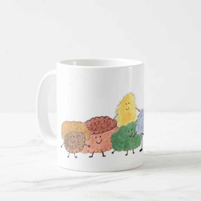 Créatures mignonnes et duveteuses sur un mug (Devant gauche)