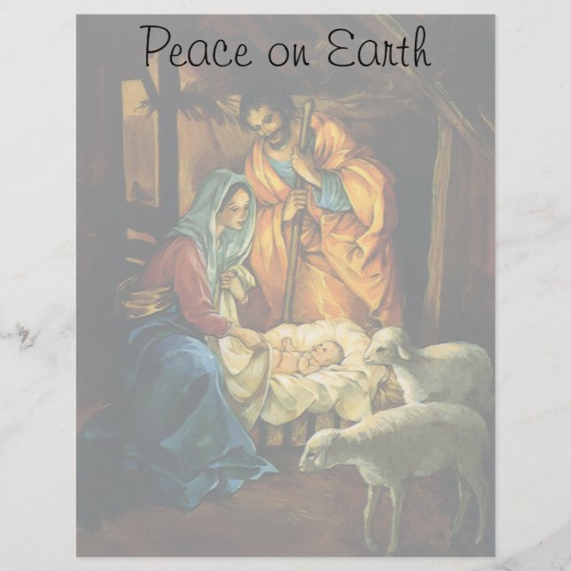 Crèche de Noël vintage, Enfant Jésus dans la mange (Devant)