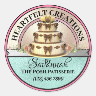 Créé Avec Amour Élégant Sticker De Gâteau