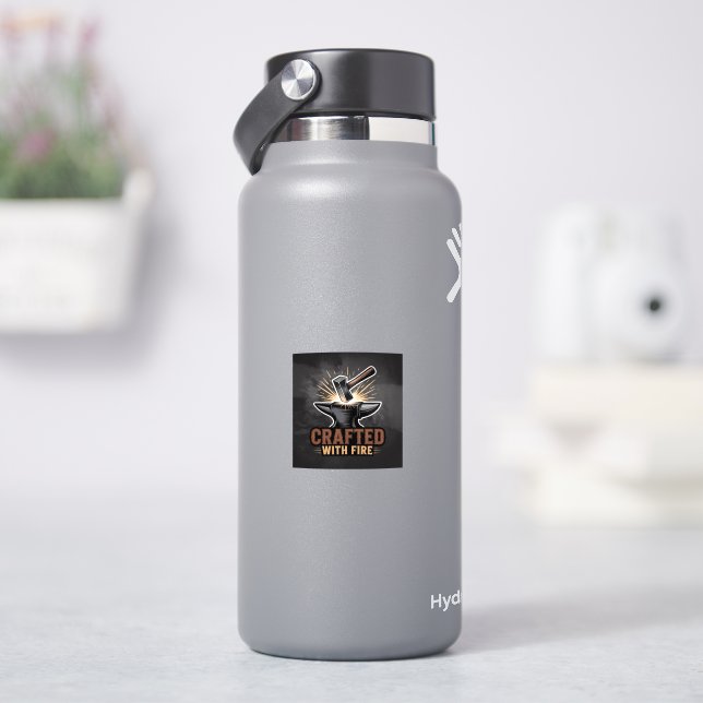 Créé avec le feu – Autocollant d'artisanat rustiqu (HydroFlask)
