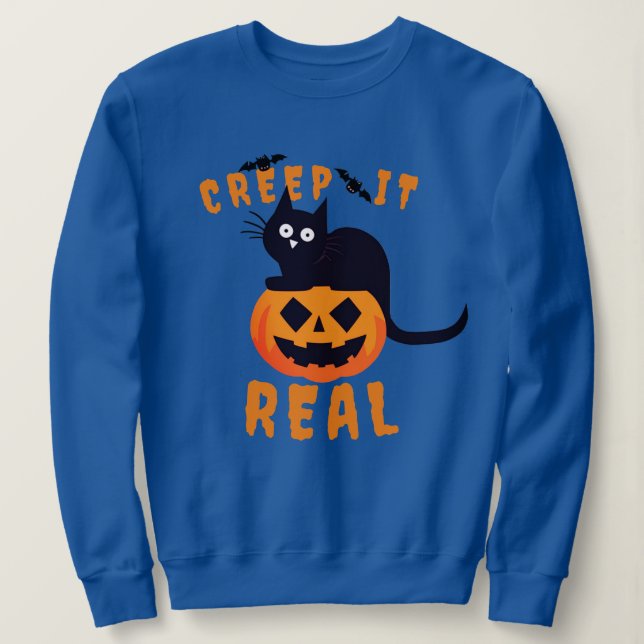 Creep It Real Halloween Chat noir Sweatshirt (Design devant)
