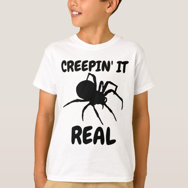 CREEPIN' IT VRAI Kids Funny Spider T-Shirts (Devant)