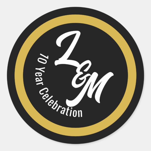 Créer des autocollants personnalisés noir blanc or (Devant)