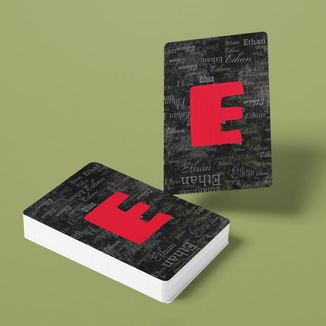 Créer des cartes de jeu en noir avec le nom / l'in (stylish monogram)
