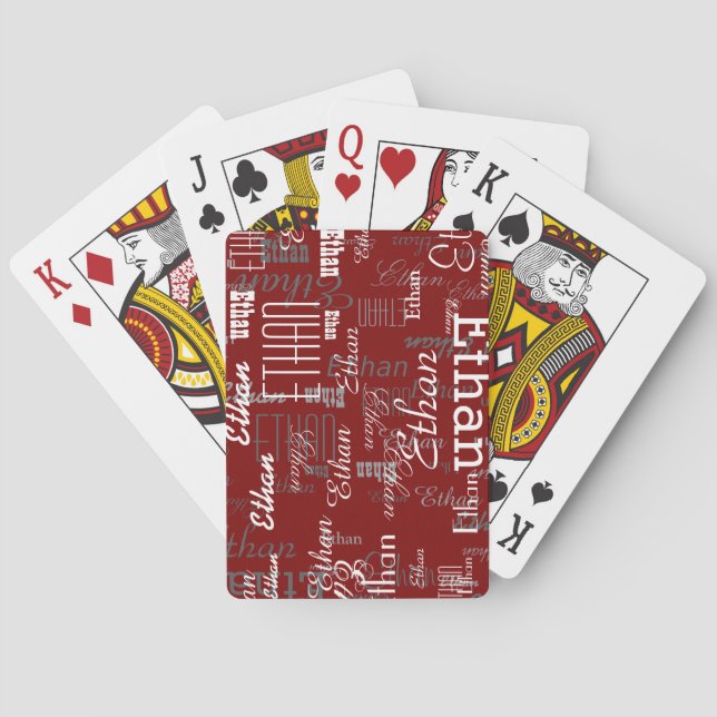 Créer des cartes de jeu en rouge foncé avec le nom (dos)