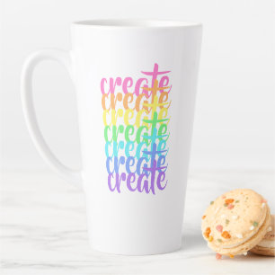 "Créer" Mug en latte arc-en-ciel