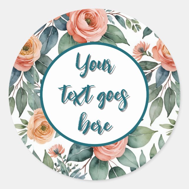 créer un autocollant mariage propre pêche roses eu (Devant)