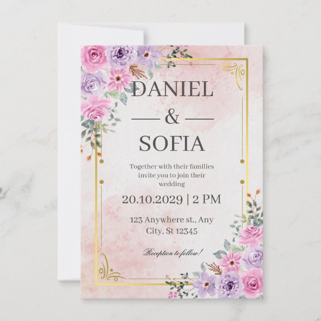 Créez Vos Propres Cartes d'Invitation de Mariage P (Devant)