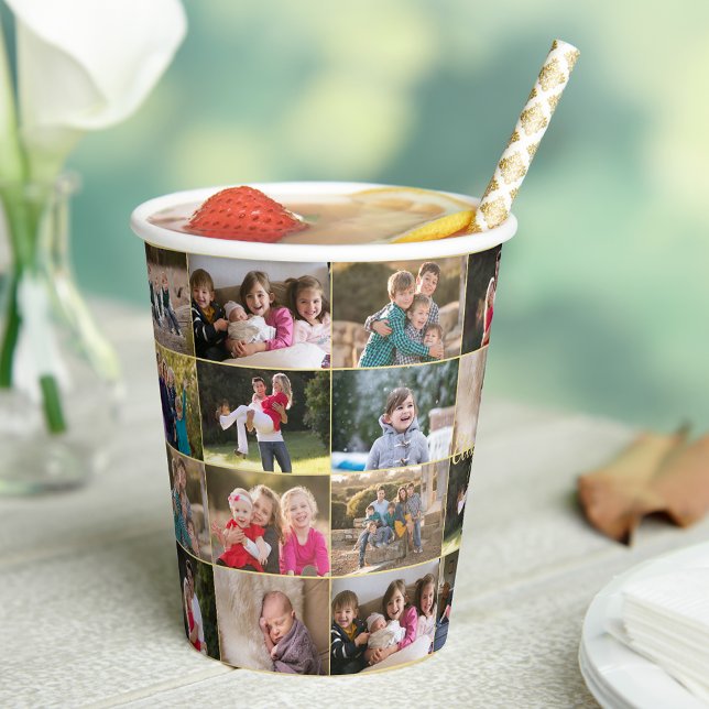 Créez vos propres gobelets en papier personnalisés (Create Your Own Custom 28 Photo Collage Paper Cups)