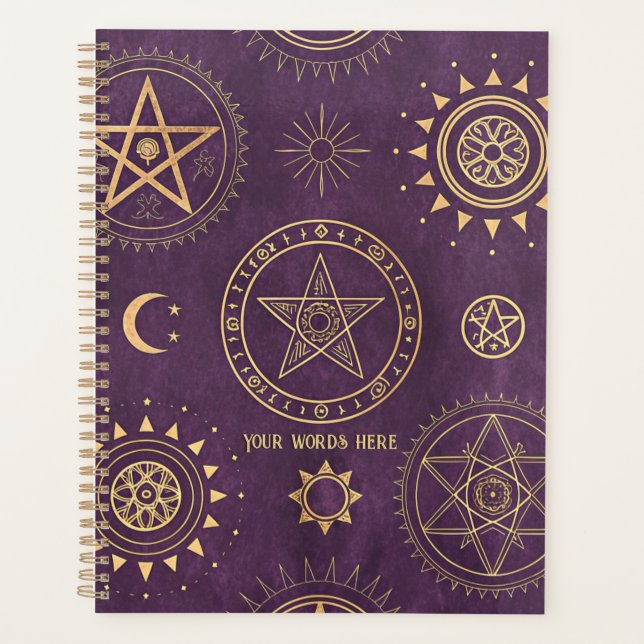 Créez vos propres pentacles dorés lune violette (Devant)