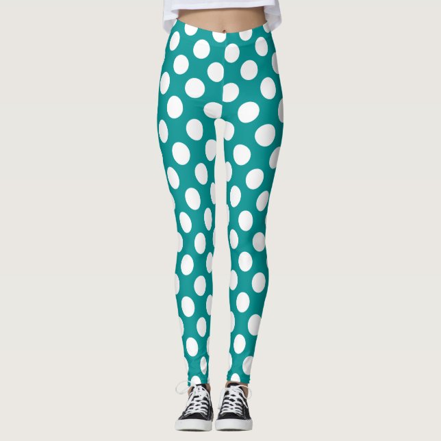 Créez votre couleur de point Polka - Leggings Turq (Devant)