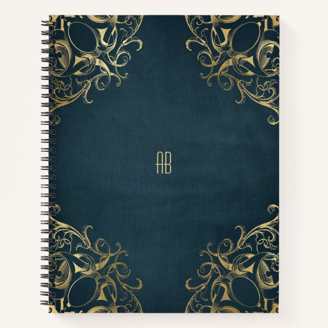 Créez Votre Propre Cahier Bleu Nuit Doré (Devant)