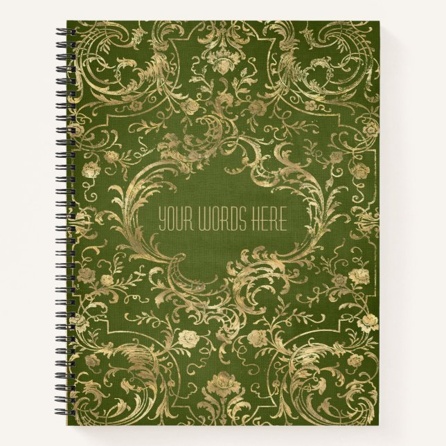 Créez Votre Propre Cahier Vert Olive Doré (Devant)