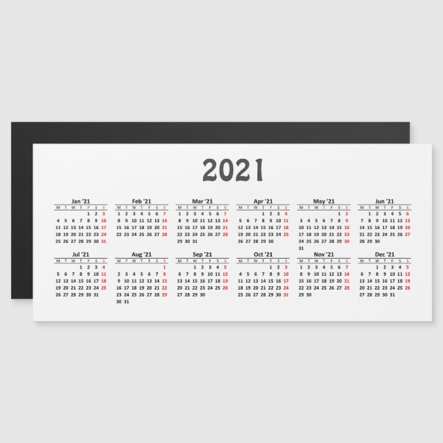 Créez votre propre calendrier 2021 Carte magnétiqu (Devant / Derrière)