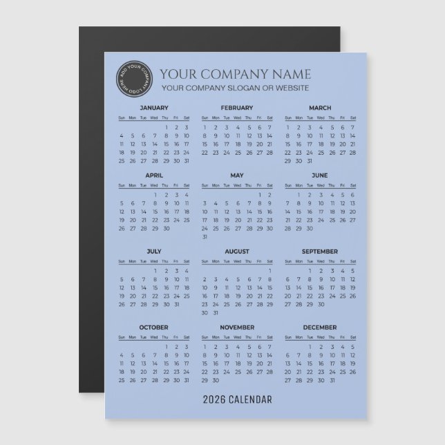 Créez votre propre calendrier d'entreprise 2026 |  (Devant / Derrière)
