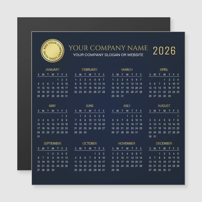 Créez votre propre calendrier d'entreprise 2026 |  (Devant / Derrière)