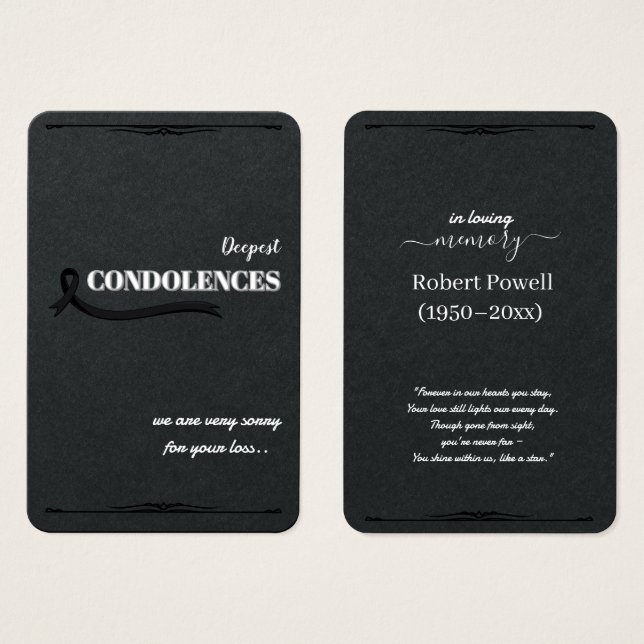 Créez votre propre carte de condoléances simple 3, (Devant & derrière)