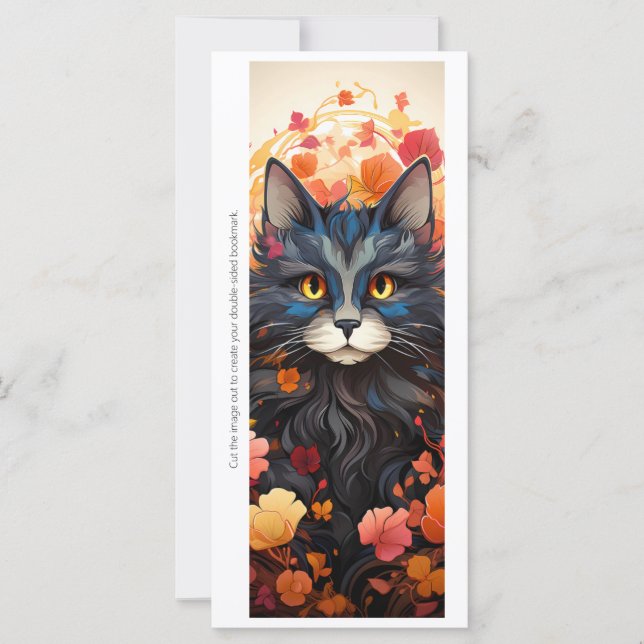 Créez votre propre carte de signet de chat noir fl (Devant)