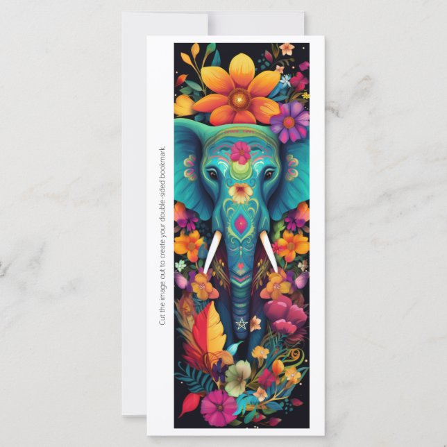 Créez votre propre carte de signet éléphant bleu f (Devant)