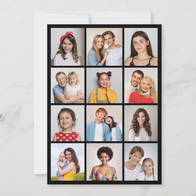 Créez votre propre carte de vœux collage de 12 pho (Devant)