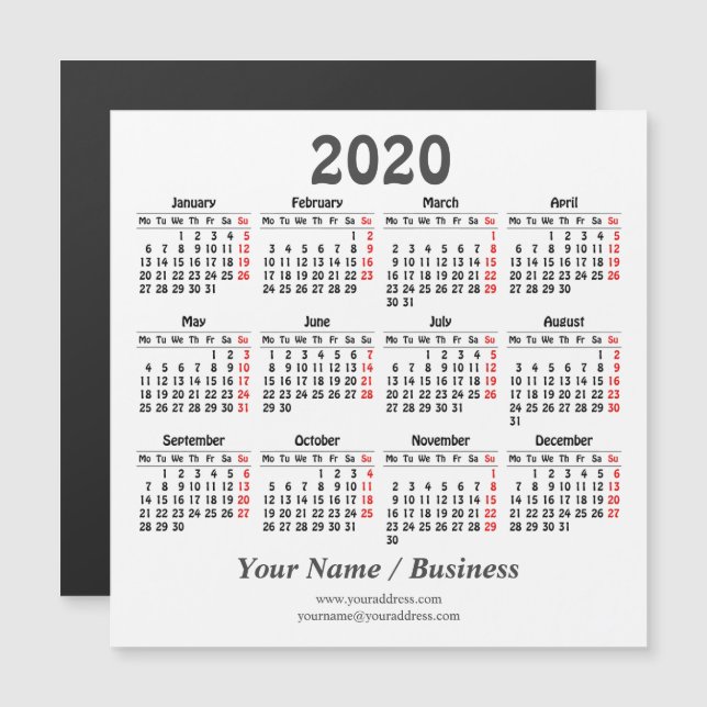 Créez votre propre carte magnétique 2020 (Devant / Derrière)