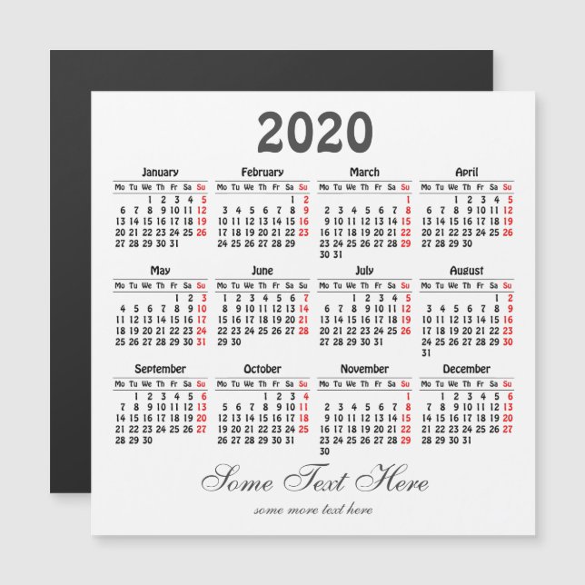 Créez votre propre carte magnétique 2020 (Devant / Derrière)