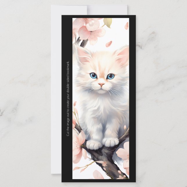 Créez votre propre carte signet chaton à fleurs de (Devant)