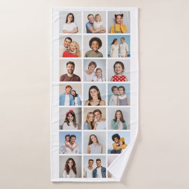 Créez votre propre collage de 21 photos  (Serviette de bain)