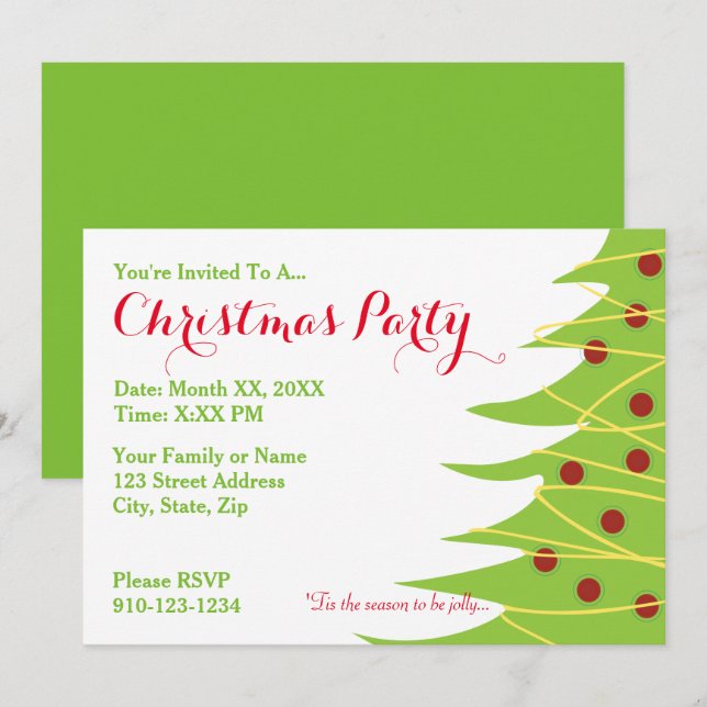 Créez votre propre invitation à la fête de Noël (Devant / Derrière)