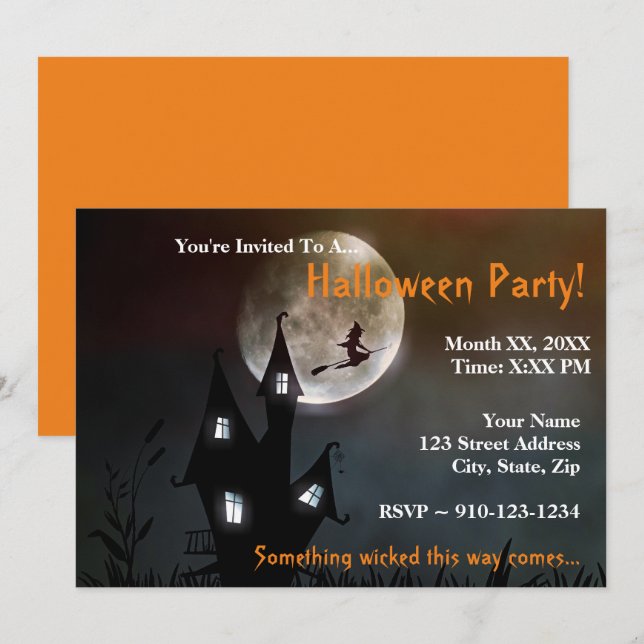 Créez votre propre invitation à la fête d'Hallowee (Devant / Derrière)