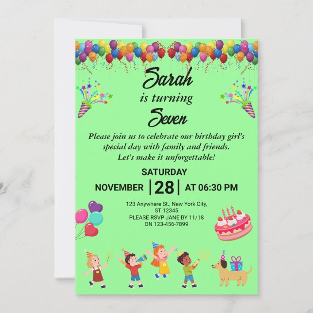 Créez votre propre Invitation de fête d'anniversai (Devant)